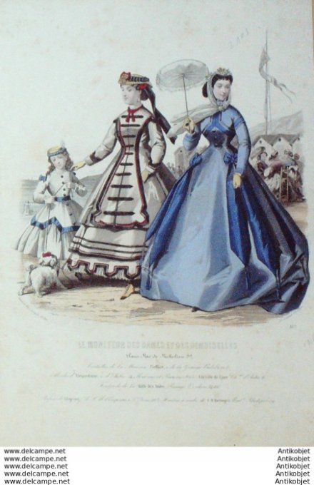 Journal des Dames Demoiselles 1866 # 827 (Maison Pieffort) maritime chien