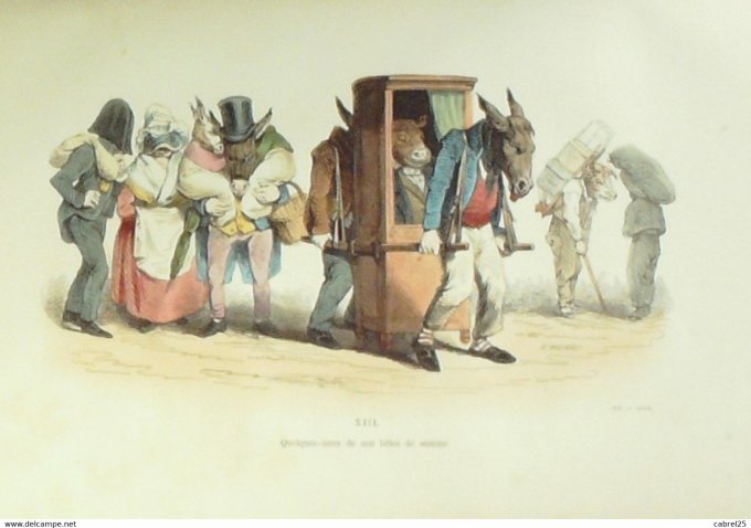 Grandville "Les Métamorphoses du jour" XIII Ane Cheval Boeuf 1847