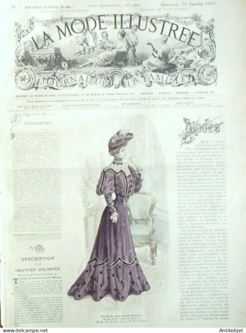 La Mode illustrée journal 1905 n° 05 Toilette de visite en Messaline