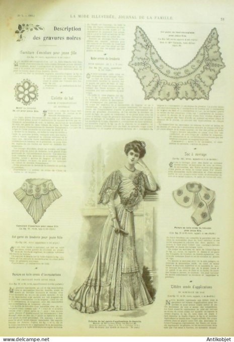 La Mode illustrée journal 1905 n° 05 Toilette de visite en Messaline