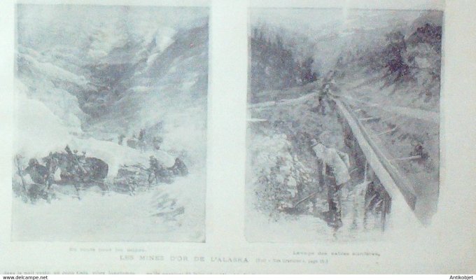 Soleil du Dimanche 1897 n°40 Suède Reine Sophie Oscar II mines d'or d'Alaska