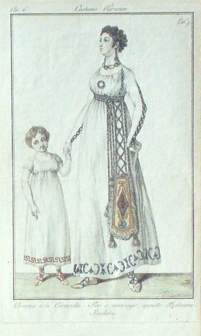 Gravure Mode Costume Parisien 1797 an  6 #  56 (eau forte old Fashion plate