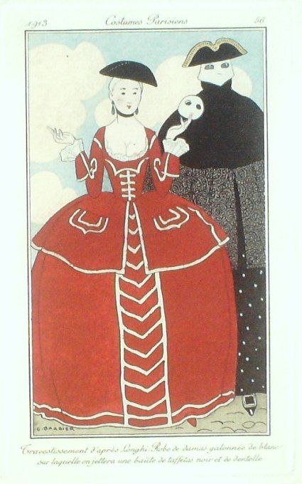Barbier George Pochoir Mode Art Deco n°  56-1913 Journal des Dames