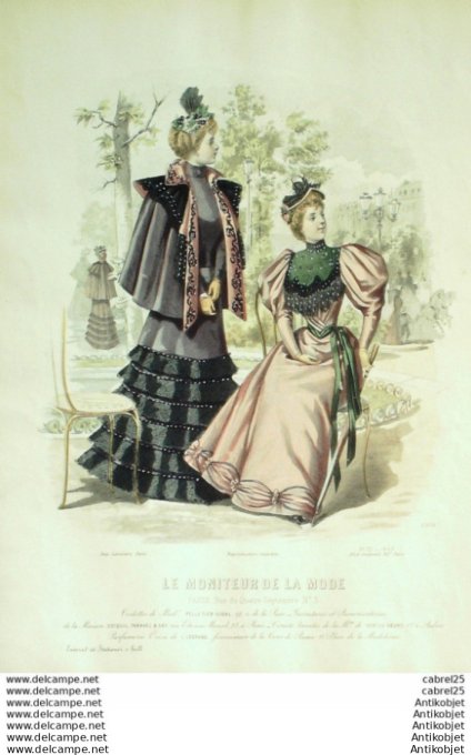 Gravure Mode Le Moniteur 1893 # 32 (Old Fashion plate)