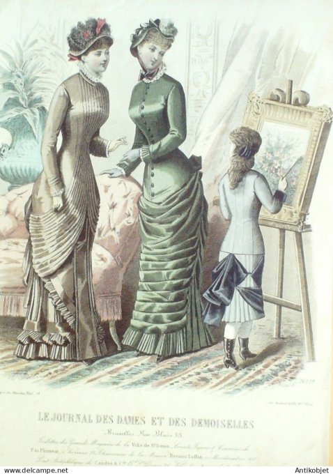 Gravure Mode J.Dames & Demoiselles 1873 # 1651 (Old Fashion plate)