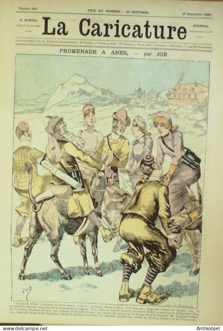 La Caricature 1884 #248 Promenade à ânes Job La chasse Trock