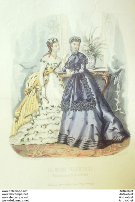 Gravure Mode illustree 1868 # 26 (Old Fashion plate)