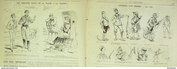 La Caricature 1884 #248 Promenade à ânes Job La chasse Trock