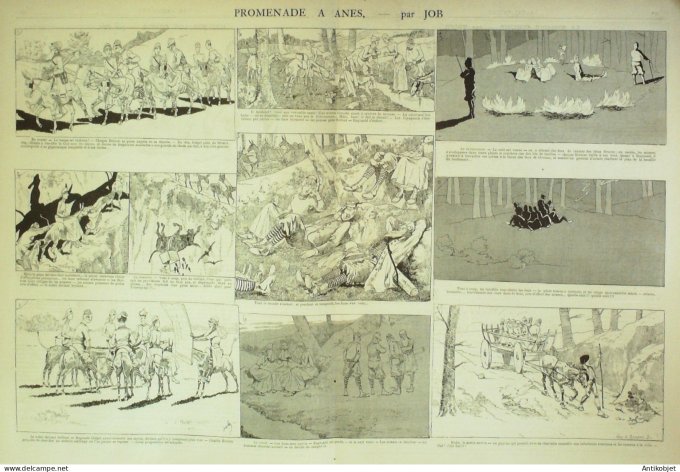 La Caricature 1884 #248 Promenade à ânes Job La chasse Trock