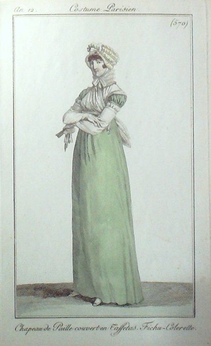 Gravure Mode Costume Parisien 1804 an 12 # 570 (eau forte old Fashion plate