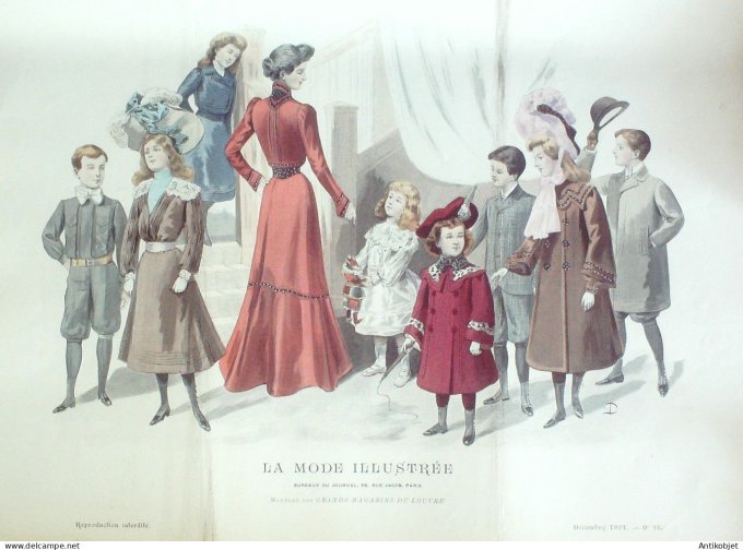 Gravure Mode illustree 1901 # 51 (Old Fashion plate) RARE