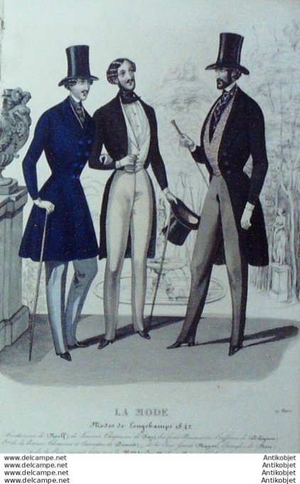 Gravure La mode 1842 #  8 (aquarelle old Fashion plate)