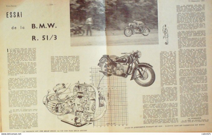 Moto Revue 1952 n° 1216 Horex Imperator carburateur Amal Bmw R 51 3 salon de Milan