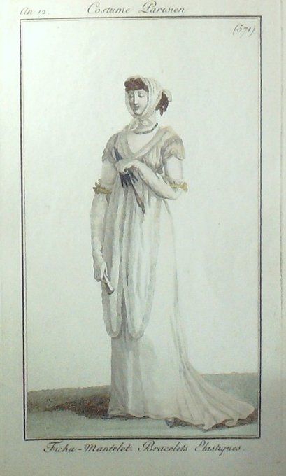 Gravure Mode Costume Parisien 1804 an 12 # 571 (eau forte old Fashion plate