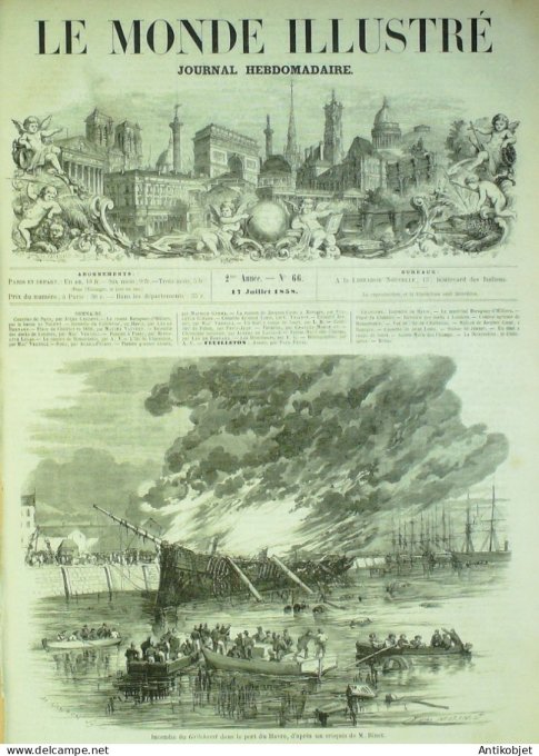 Le Monde illustré 1858 n° 66 Havre Gillchrest (76) Romorantin (41) Bourges (18)