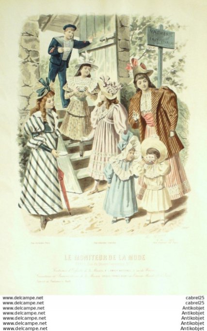 Gravure Mode Le Moniteur 1893 # 30 (Old Fashion plate)