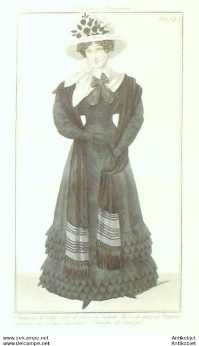 Gravure Mode Costume Parisien 1824 # 2274 (eau forte old Fashion plate