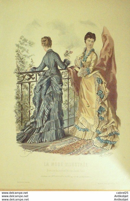 Gravure de mode La Mode illustrée 1875 n°28 (Maison Bréant-Castel)