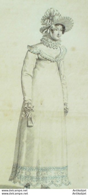 Gravure de mode Costume Parisien 1815 n°1504 Robe perkale