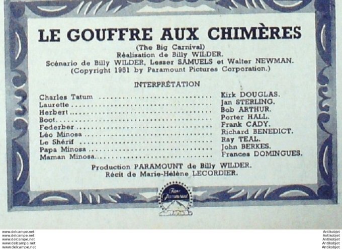 Mon Film 356 53-06-17 Le gouffre aux Chimeres Kirk Douglas Jane Sterling