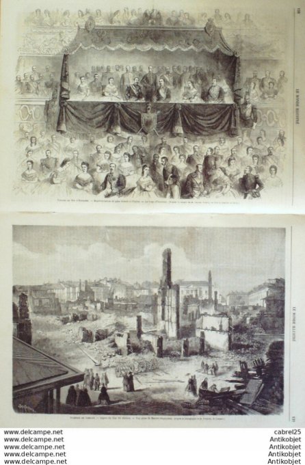 Le Monde illustré 1864 n°385 Napolitains Limoges (87) Arcachon (33) St-Cloud Roi d'Espagne