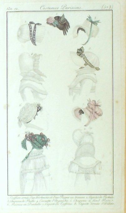 Costume Parisien 1804 an 12 # 573 (eau forte) Capotes taffetas & Perkale