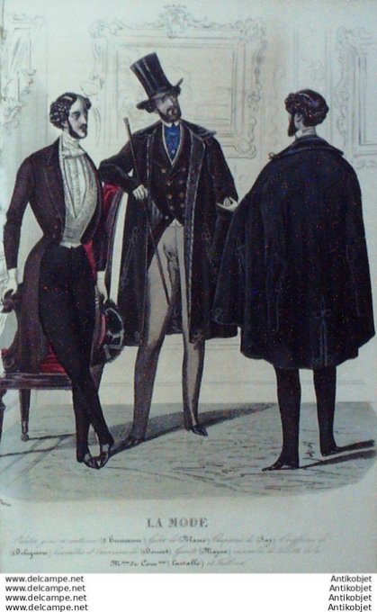 Gravure La mode 1842 #  7 (aquarelle old Fashion plate)