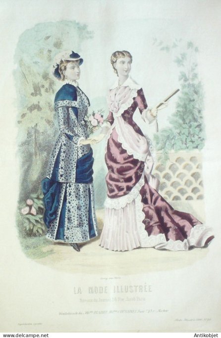 Gravure Mode illustree 1880 # 40 (Old Fashion plate)