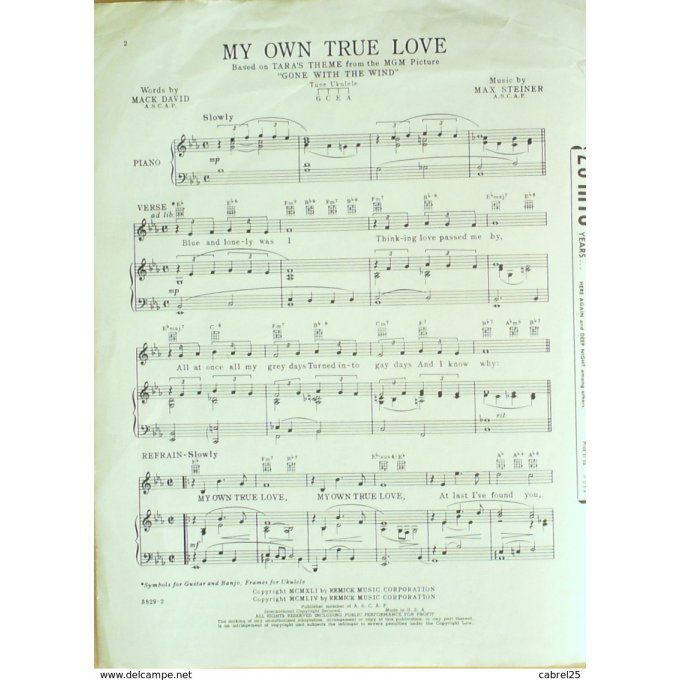 Steiner/Mack My Own True Love Tara's Theme 1956