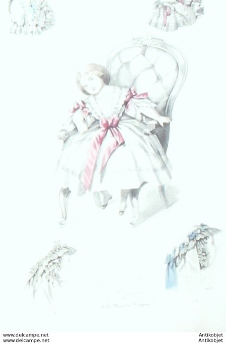 Gravure Les Modes Parisiennes 1856 # 750b Lingeries Maison Payan