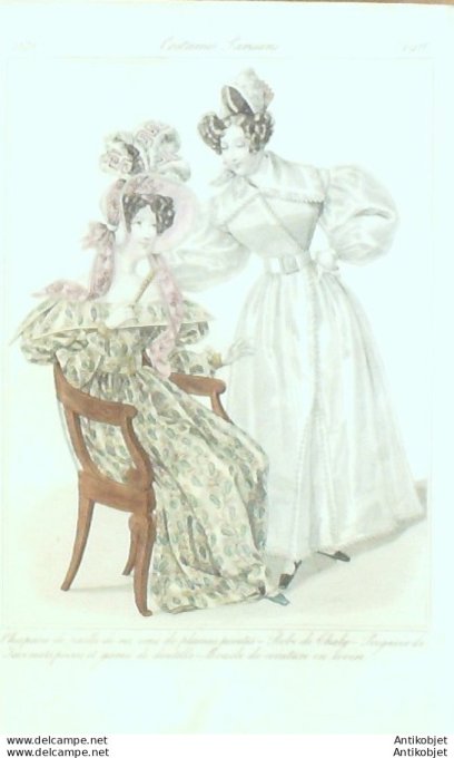 Costume Parisien 1831 # 2911 Peignoir de Jaconats plissé garni