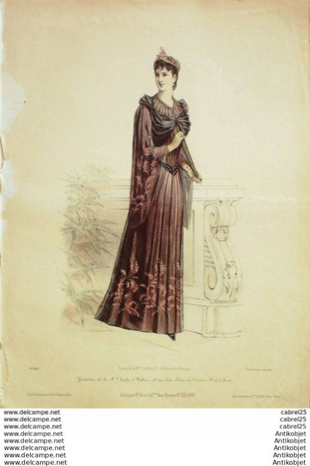 Gravure Mode Le Coquet 1890 # 24 (Old Fashion plate)