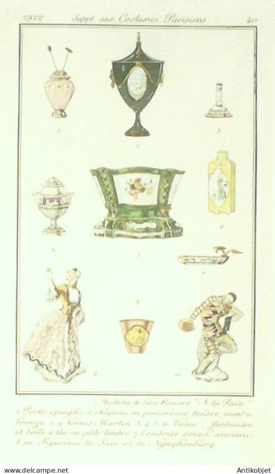 Gravure Mode Costume Parisien 1912 #   40 Rouard Geo (eau forte)