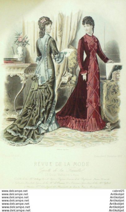 Gravure Mode La Gazette 1877 # 309 (Old Fashion plate)
