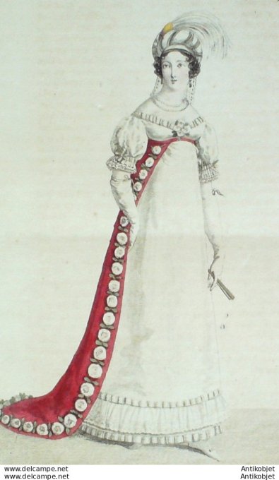 Gravure de mode Costume Parisien 1817 n°1685 Costume de la Cour