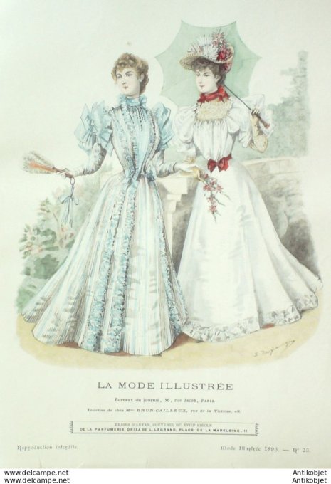 Gravure Mode illustree 1896 # 23 (Old Fashion plate) rare