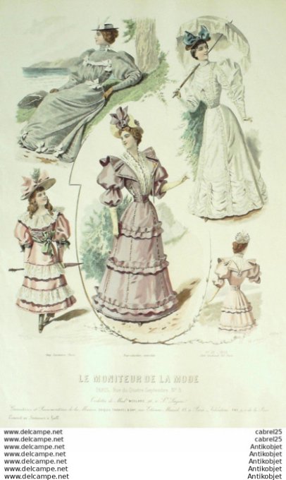 Gravure Mode Le Moniteur 1893 # 26 (Old Fashion plate)