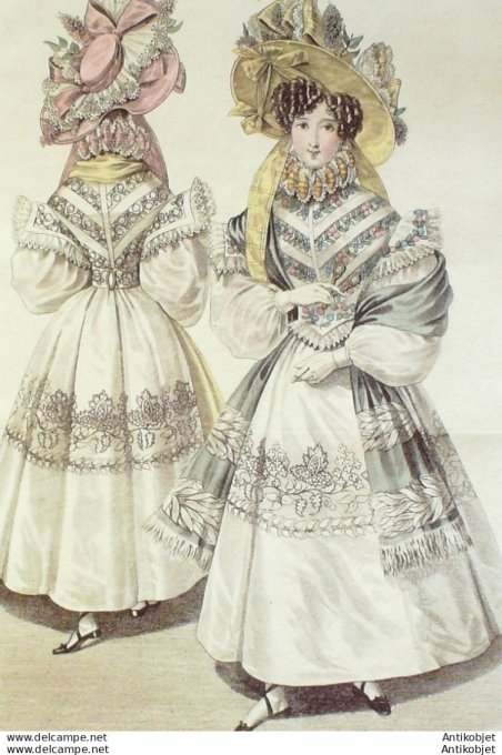 Costume Parisien 1829 # 2689 Canezou de tulle Robe d'organdi