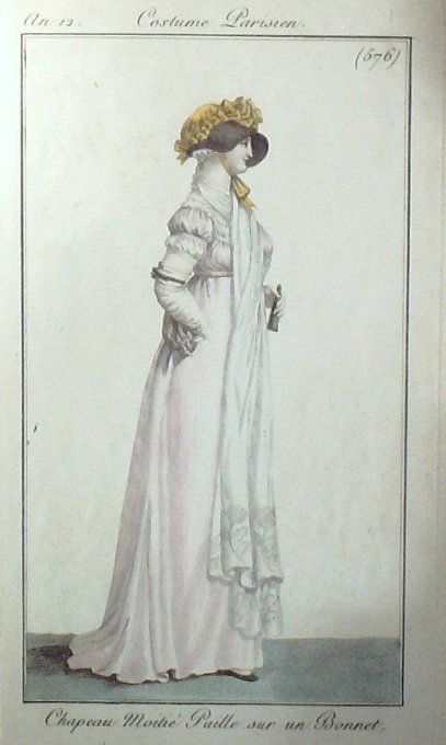 Gravure Mode Costume Parisien 1804 an 12 # 576 (eau forte old Fashion plate