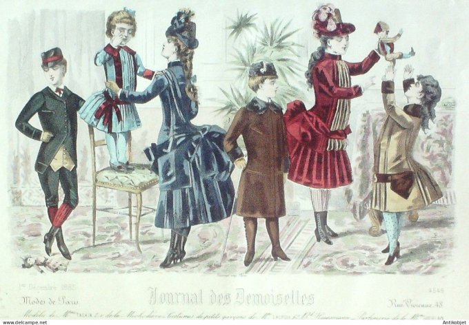 Gravure Mode J.Demoiselles 1885 # 4545 (Old Fashion plate)