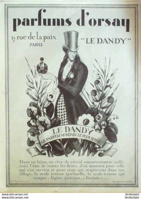 Publicite Cosmetique d'Orsay Le Dandy 1927
