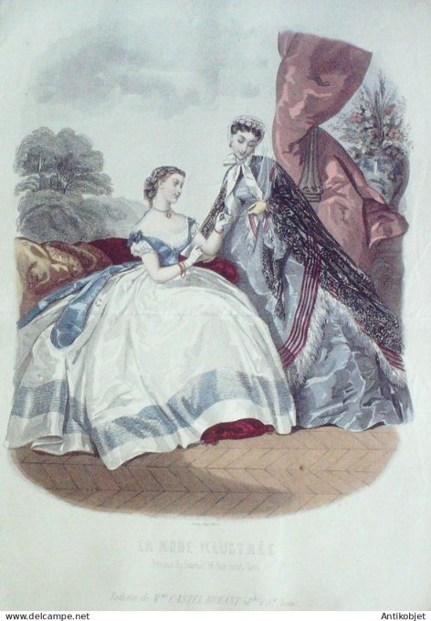 Gravure Mode illustree 1865 # 35 (Old Fashion plate)