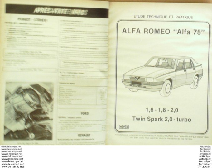 R.T Automobile Alfa Roméo 75 Renault 11 Fiat Tipo   # 488