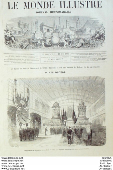 Le Monde illustré 1867 n°522 Canon Woolwich Expo Egypte Montmartre Nicaragua Nagarote