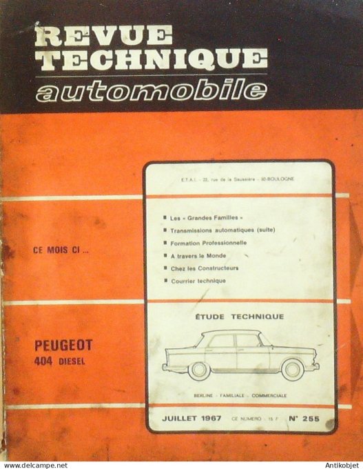 Revue Tech. Automobile 1967 n°255 Peugeot 404