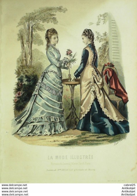 Gravure de mode La Mode illustrée 1876 n°25 (Maison Delaunay)