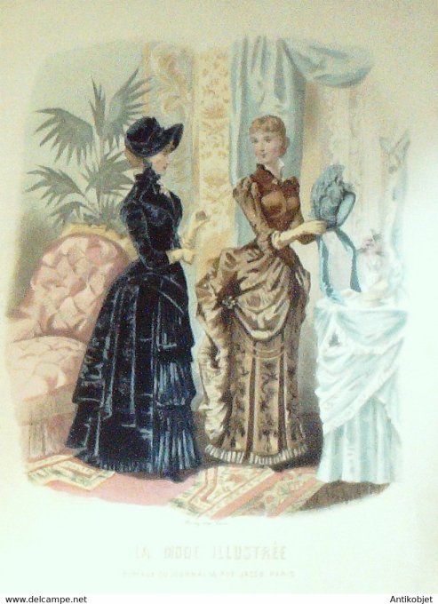 Gravure de mode La Mode illustrée 1882 n°40 (Maison Fladry-Coussinet)