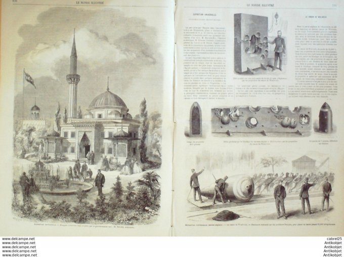 Le Monde illustré 1867 n°522 Canon Woolwich Expo Egypte Montmartre Nicaragua Nagarote