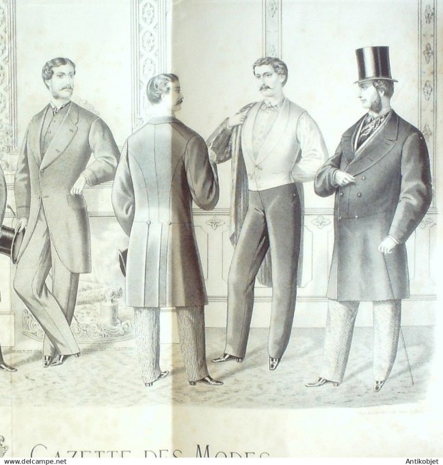 Gravure de Mode originale Gazette des modes 1855 # 105