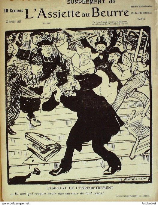 L'Assiette au beurre 1906 # 255 Le déménagement d'Emile Barrère Hrandjouan